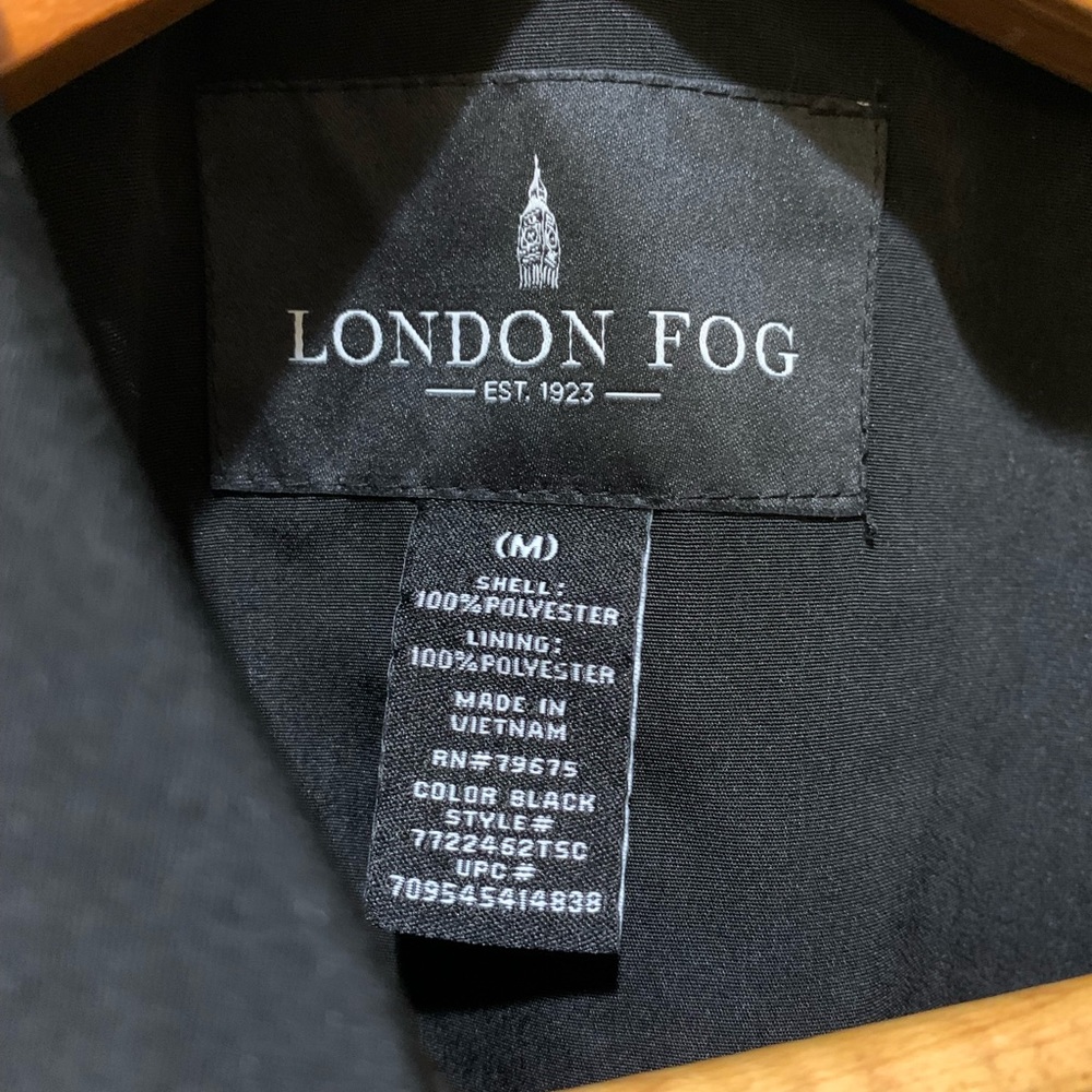 LONDON FOG BLACK FULL BUTTON DOWN  LS INTERIOR LINED TRENCH COAT SIZE MEDIUM - Picture 3 of 16